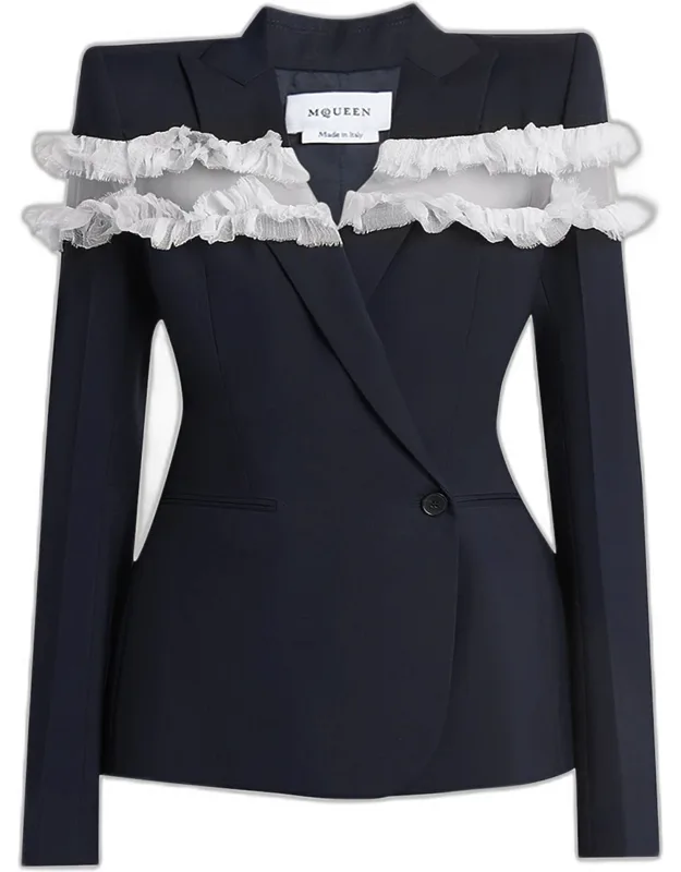 Ruffle Inset Blazer