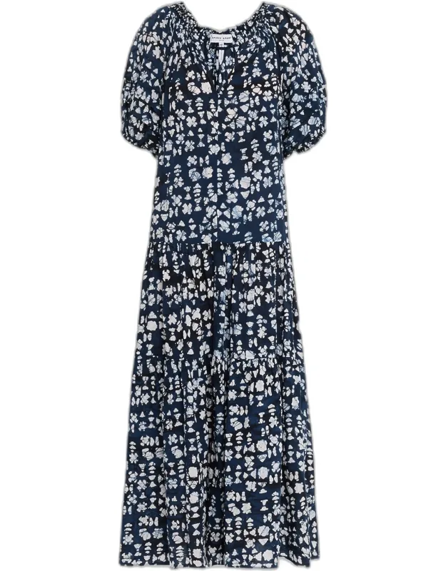 Tiered Abstract-print Maxi Dress