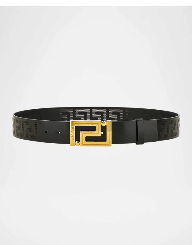 Greek Key Leather Belt