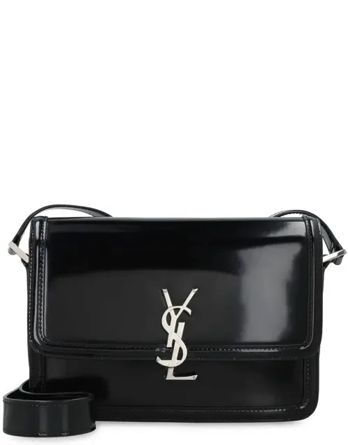 Solferino Leather Messenger Bag With Adjustable Shoulder Strap And Flip-lock Closure