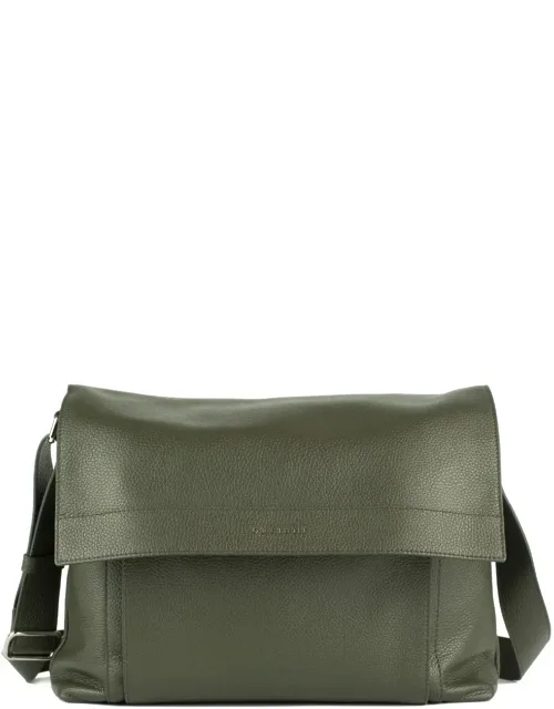 Micron Messenger Bag In Grained Leather