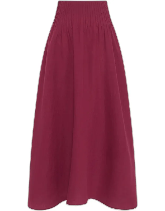 Penelope Pintuck Drop-waist Maxi Skirt