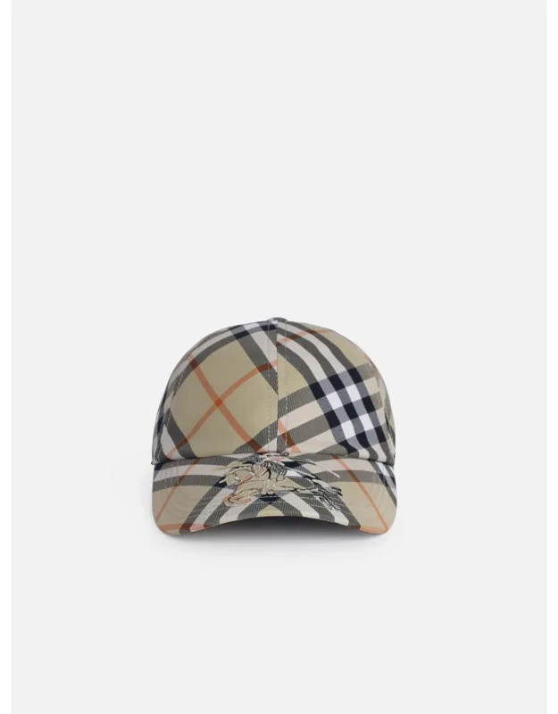 Check Light Green Polyester Baseball Cap