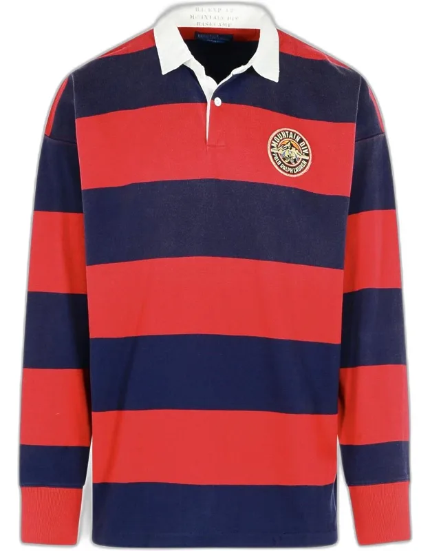'rugby Multicolor Cotton Polo Shirt With Contrasting Collar And Partial Button Closure'