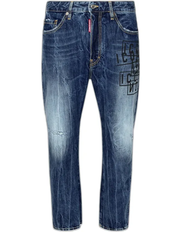 Dsquared2 Blue Cotton Jeans With Five Pockets And Button Closure