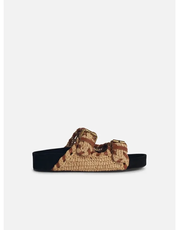 Marant Étoile 'lennyo' Palm Slipper With Double Adjustable Buckle And Leather Inserts