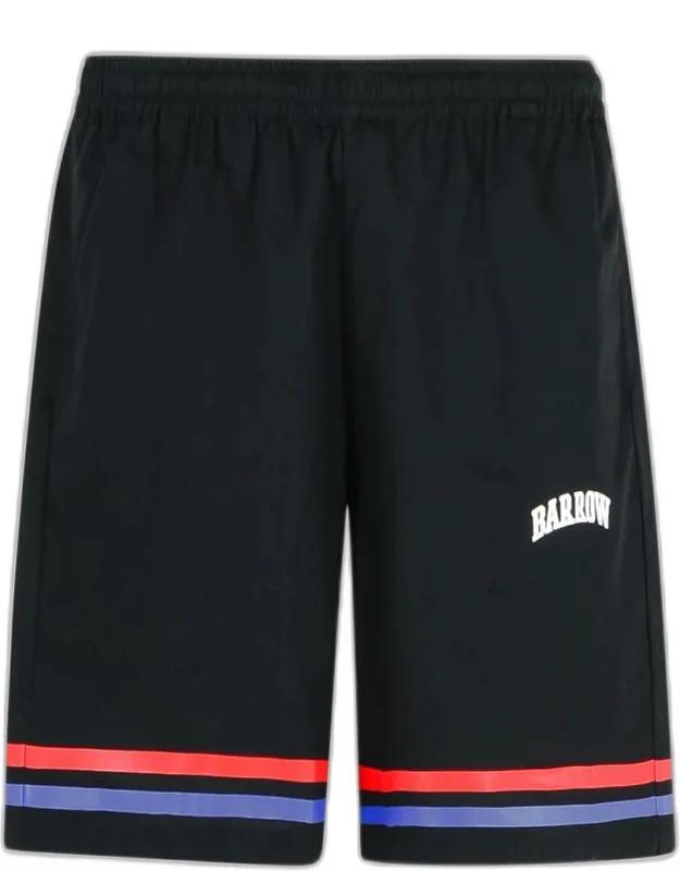 Barrow Black Cotton Bermuda Shorts With Drawstring Waistband And Side Pockets