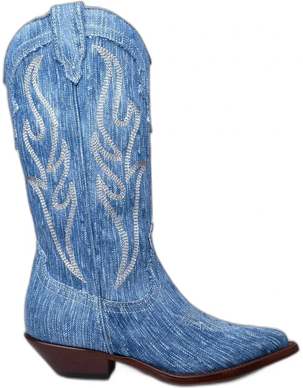 Light Blue Denim Boots
