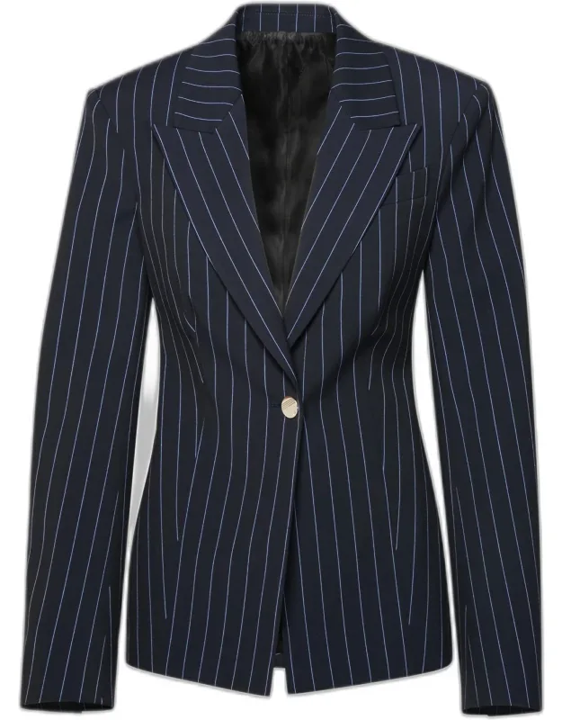 Midnight Blue Polyester Blend Blazer