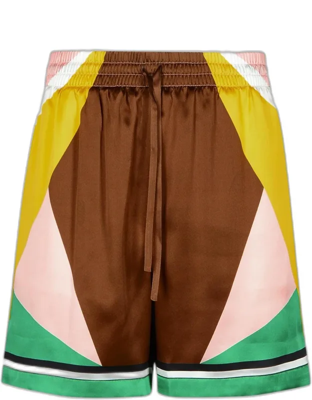 Geometric Silk Bermuda Shorts