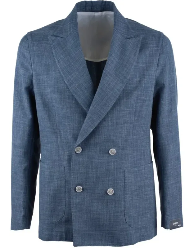 Double-breasted Blazer In Virgin Wool Cotton Blend