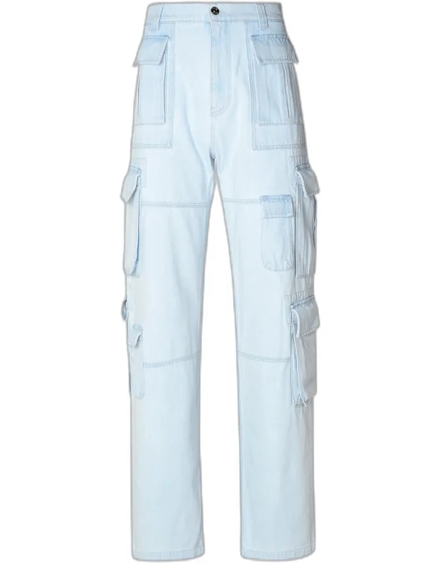 Light Blue Cotton Cargo Jeans