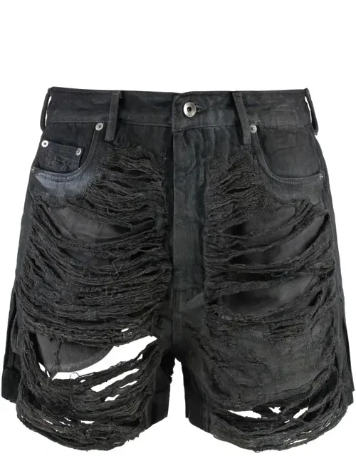Drkshdw Cotton Bermuda Shorts Washed-out Effect Fabric Distressed Details
