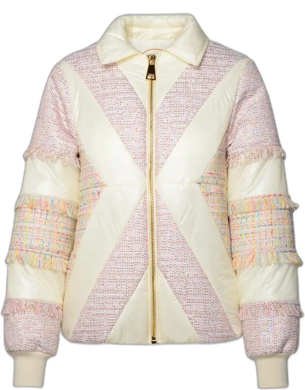 Matt & Glossy Multicolour Cotton Blend Down Jacket
