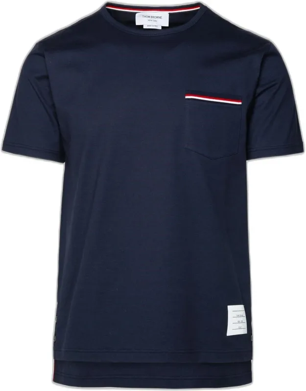 Thom Browne T-shirt With Micro Ribbed Crew Neck And Stripe Detail