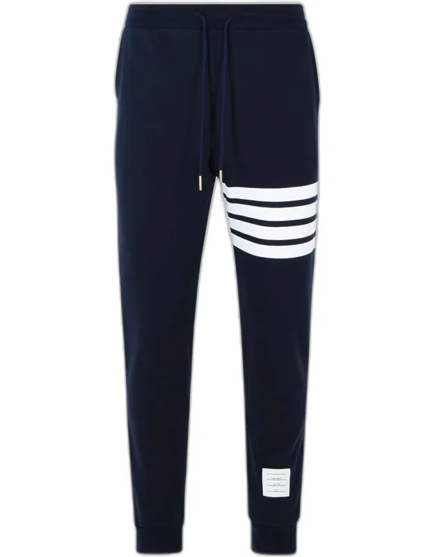 Jogger Pants With Elastic Waistband And 4-bar Pattern