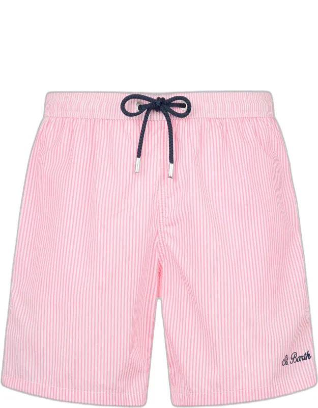 Seersucker Striped Swim Shorts