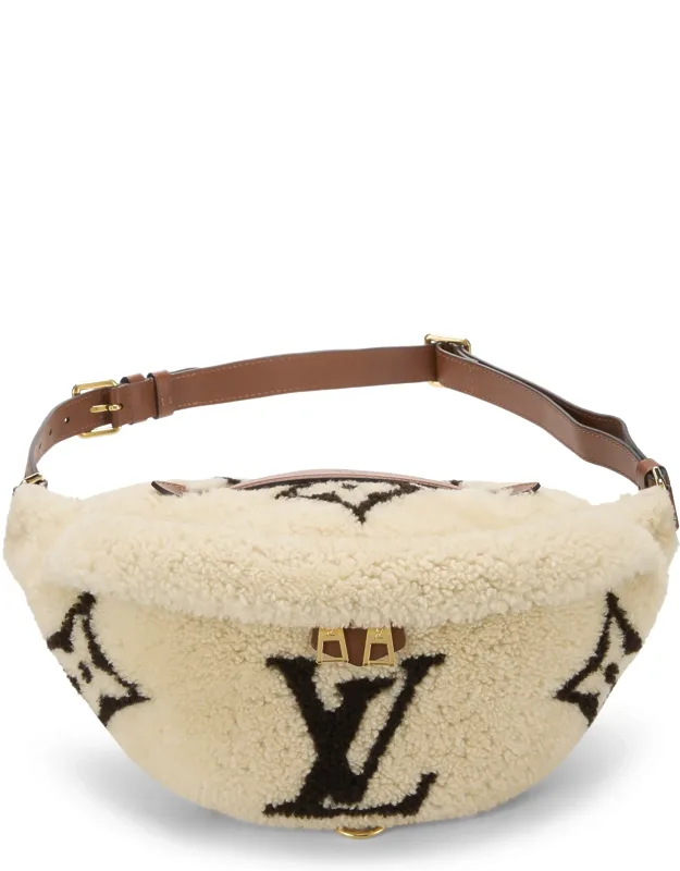 Natural Shearling Monogram Teddy Bumbag