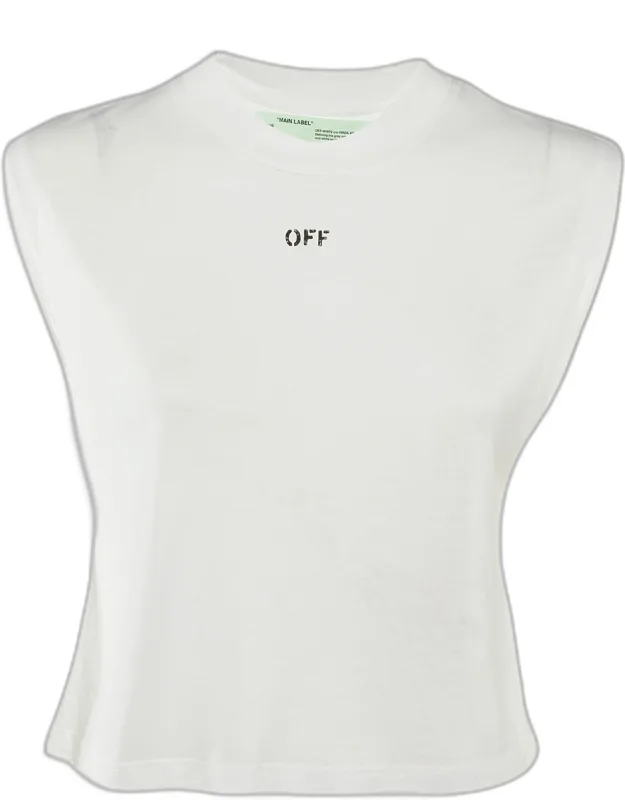 Printed Lyocell Blend Sleeveless Crew Neck T-shirt