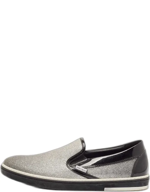 Patent Leather And Glitter Slip On Sneakers