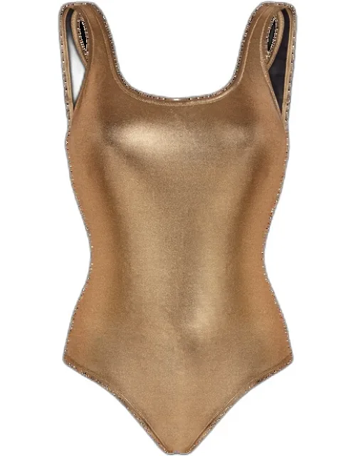 Vilebrequin Tank One-piece Swimsuit - Lior - Metallic With Removable Cups And High Leg Cut