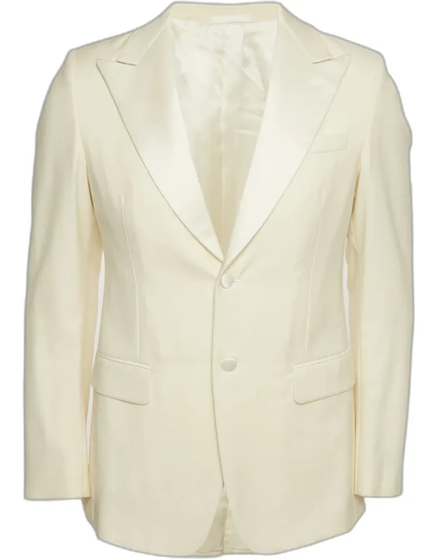 Satin Trim Collar Wool Blazer
