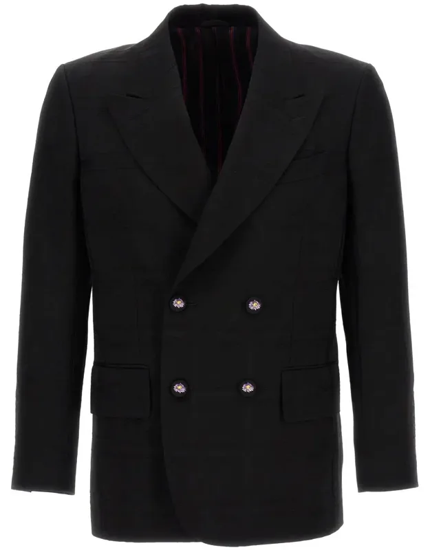 Check Double-breasted Blazer