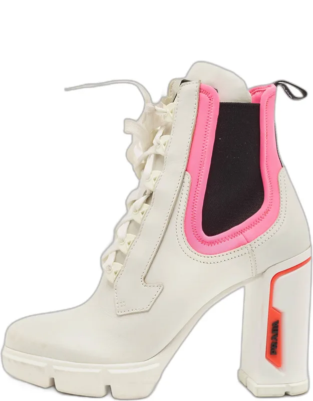 Fabric And Leather Logo Ankle Boots