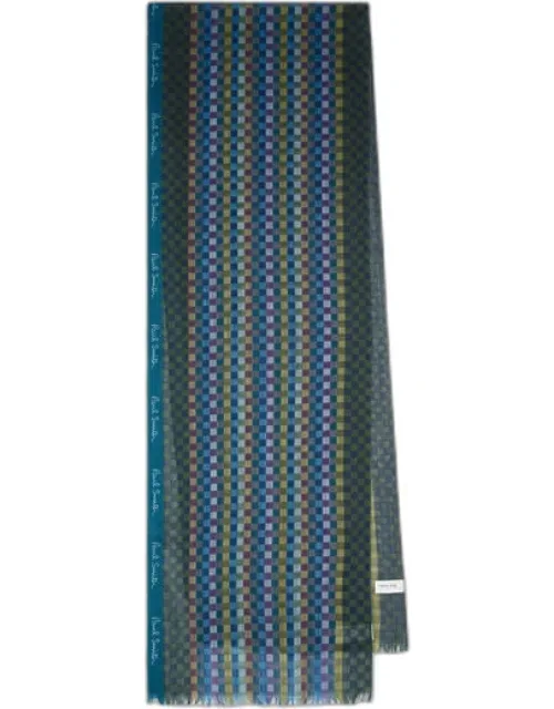 Check Merino Wool-silk Blend Scarf