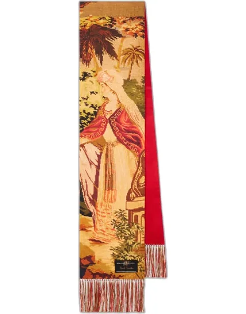 Tapestry Print Silk Scarf