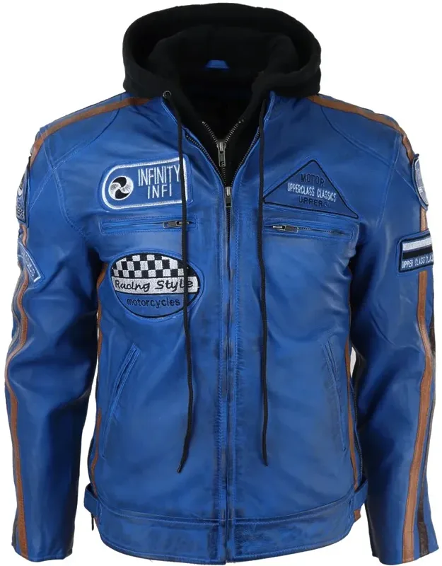 Hooded Zipped Biker Jacket