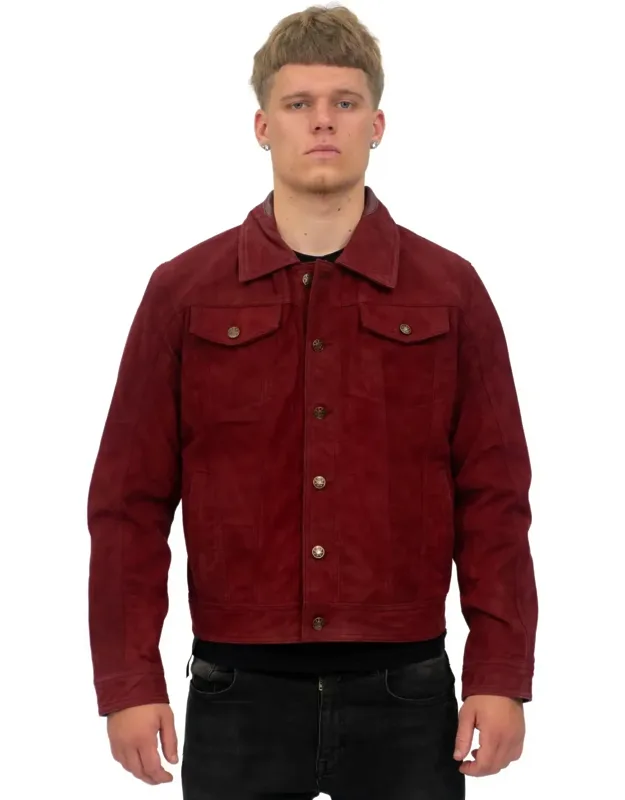 Goat Suede Leather Trucker Jacket