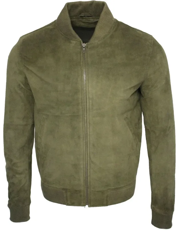 Varsity Soft Suede Leather Bomber Jacket