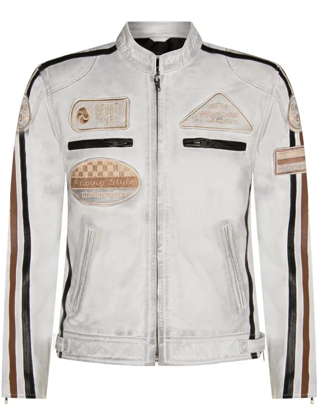 Racing Moto Badges Biker Leather Jacket