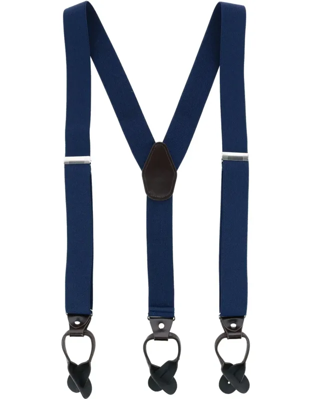 1.375 Inch Wide Solid Color Y-back Button-end Suspenders