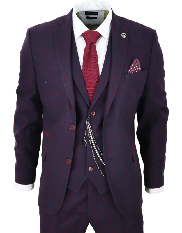 3 Piece Suit Wool Tweed Herringbone