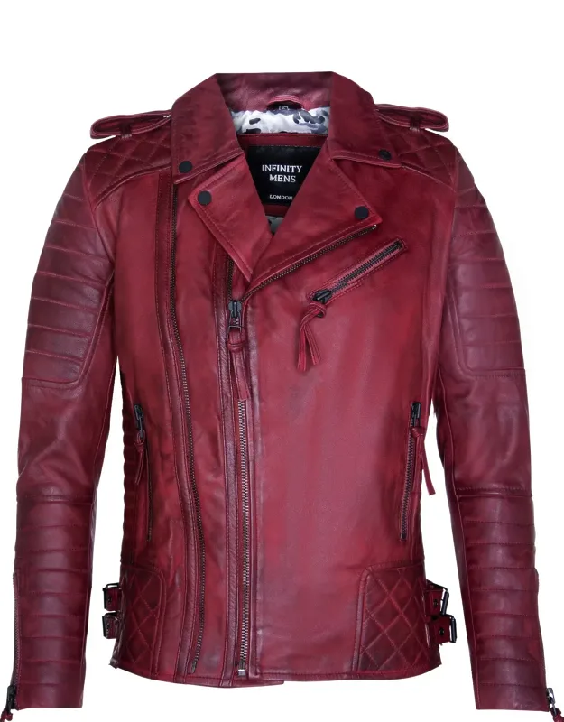 Leather Biker Quilted Motorcycle Jacket