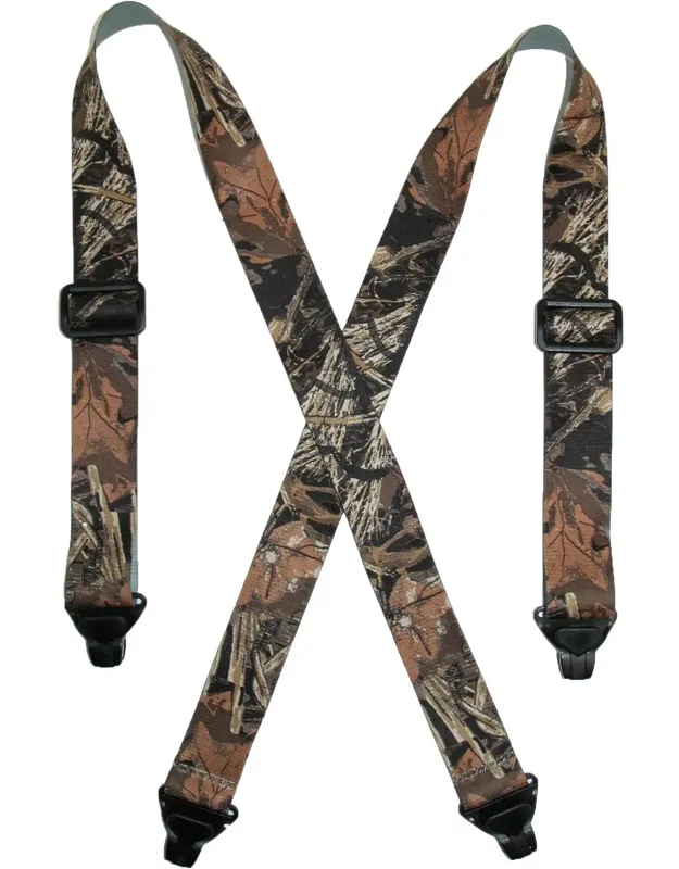 Elastic Tsa Compliant Camouflage Suspenders With Plastic Adjusters And Clip-ends