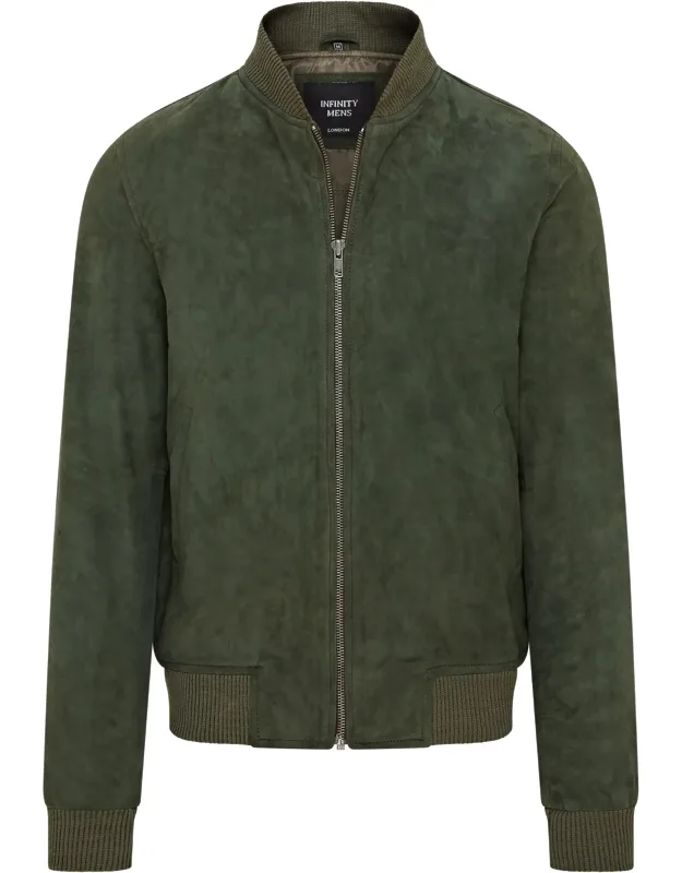 Soft Goat Suede Ma-1 Varsity Bomber Jacket