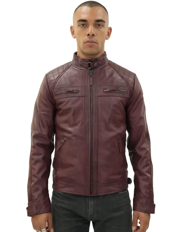 Vintage Leather Quilted Biker Jacket