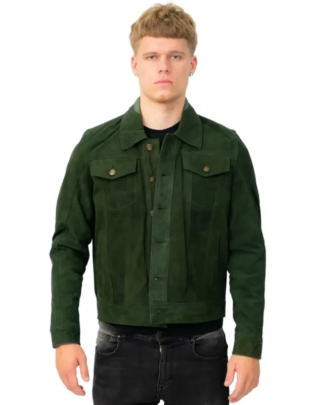 Goat Suede Leather Trucker Jacket