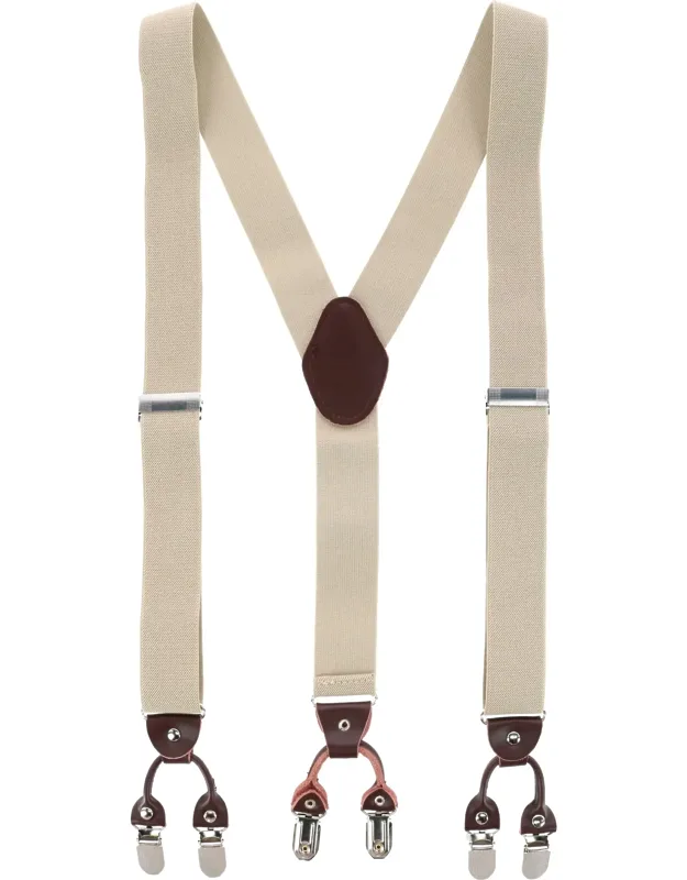1.375 Inch Wide Solid Color Y-back Double Clip-end Suspenders
