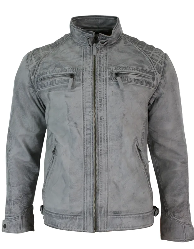 Zipped Soft Leather Biker Jacket