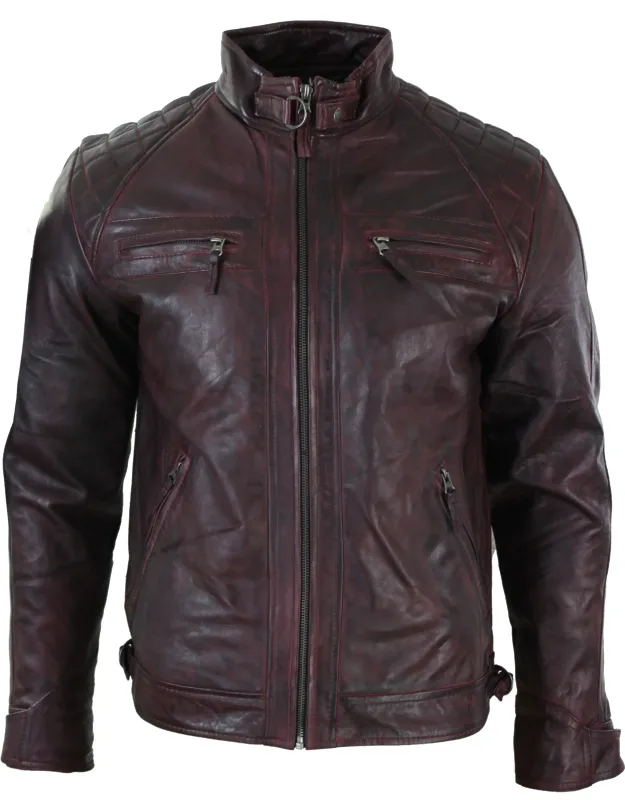 Zipped Soft Leather Biker Jacket