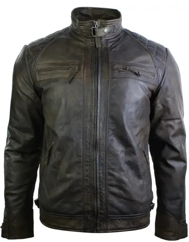 Zipped Soft Leather Short Biker Jacket - Light Weight Ideal For All Seasons, Tailored Fit Design
