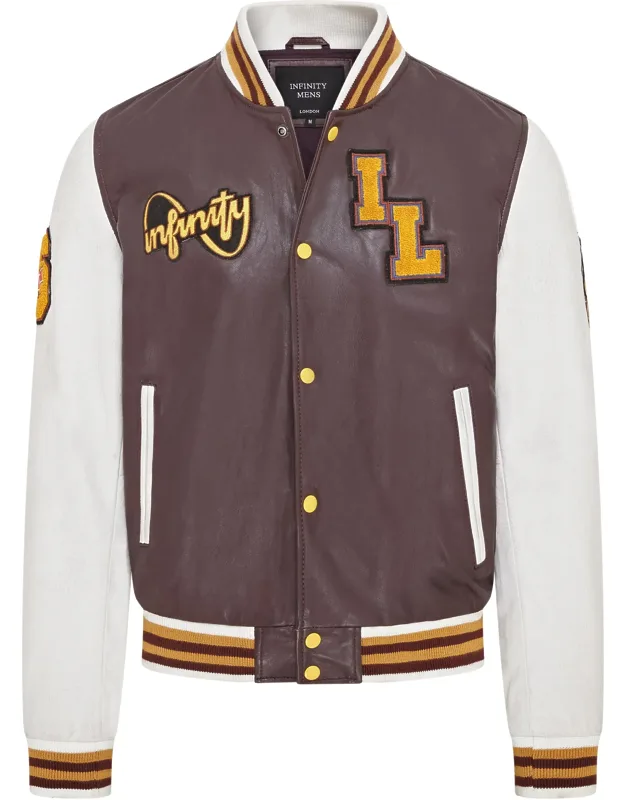 Baseball Leather Letterman Bomber Jacket