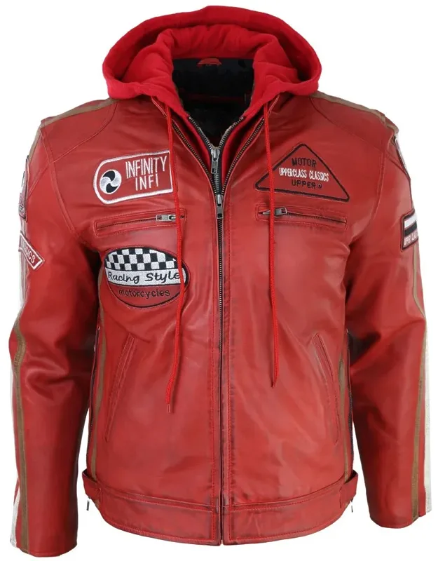 Hooded Zipped Biker Jacket