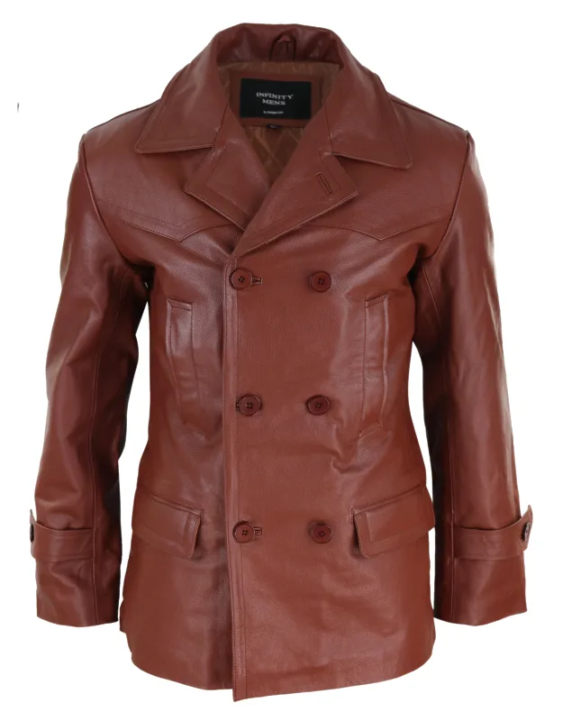 3/4 Double Breasted Leather Jacket