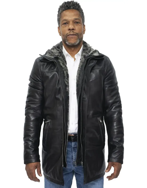 Trench Coat With High Funnel Neck And Detachable Fleece Lining