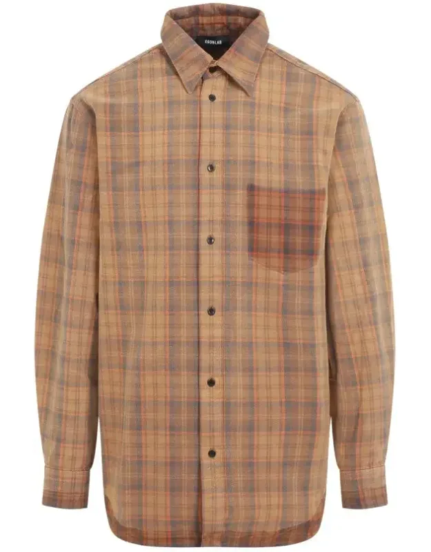 Plaid Cotton Shirt With Chest Pocket And Relaxed Fit